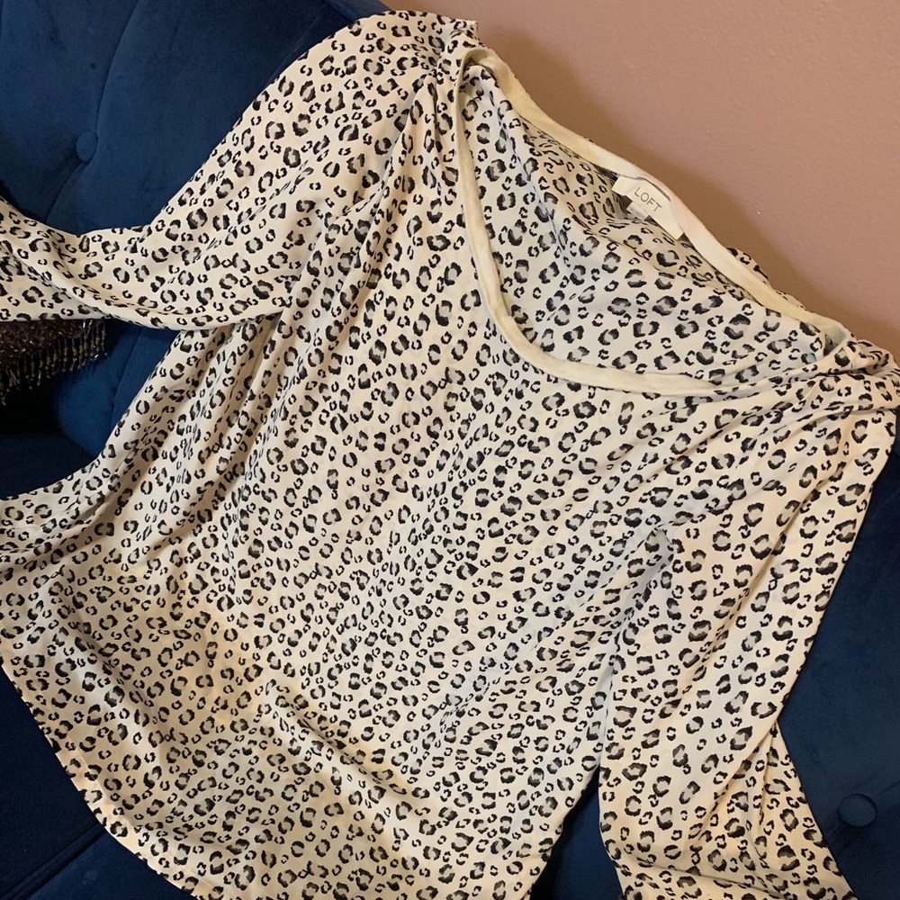 Ann Taylor LOFT Semi Sheer Scoop-neck Cheetah top